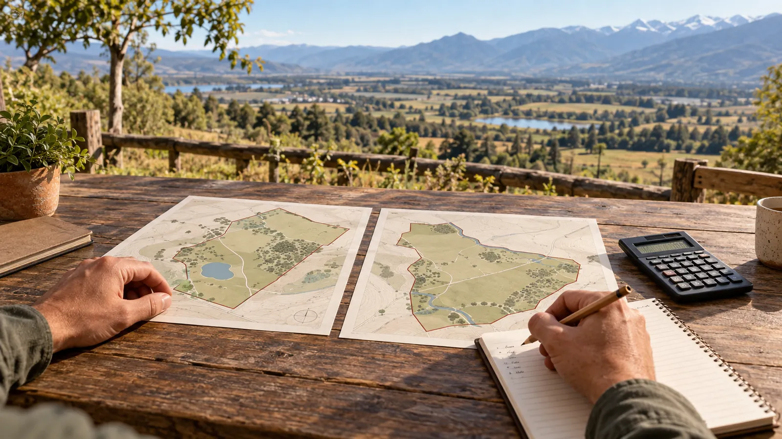 Terreno rural con cercos y senderos que permite comparar dos sectores de un mismo paisaje del sur